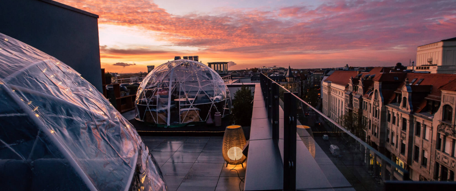 Rooftop Bar Cabana im Winter vom IINNSiDE by Meliá Leipzig Rooftop Bar Cabana im Winter vom IINNSiDE by Meliá Leipzig