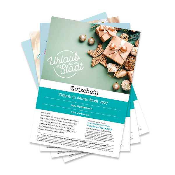 Urlaub in deiner Stadt Geschenkgutscheine 2027 Urlaub in deiner Stadt Geschenkgutscheine 2027